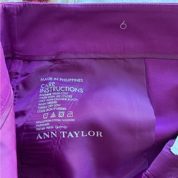 Ann Taylor Madison Purple Mini Skirt Cotton Spandex Pockets Front Back Size 6 - Picture 8 of 10